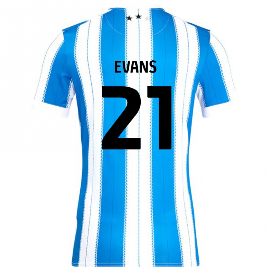 Men Football Antony Evans #21 Blue White Home Jersey 2024/25 T-Shirt Nz