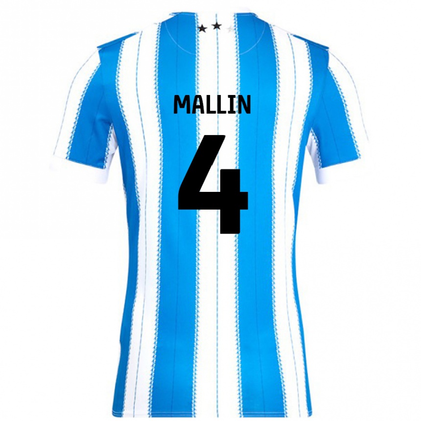 Men Football Kate Mallin #4 Blue White Home Jersey 2024/25 T-Shirt Nz