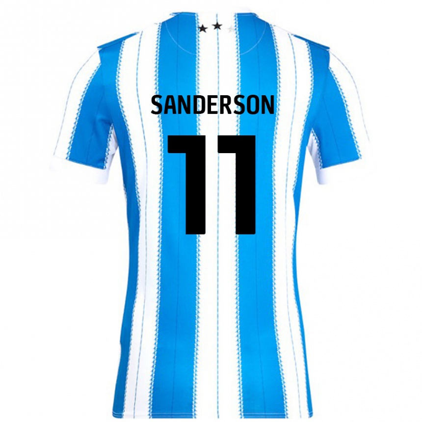 Men Football Brittany Sanderson #11 Blue White Home Jersey 2024/25 T-Shirt Nz