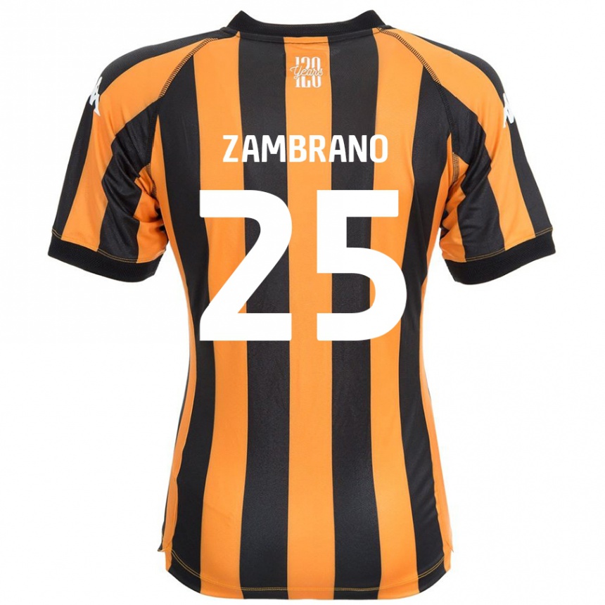 Men Football Óscar Zambrano #25 Black Amber Home Jersey 2024/25 T-Shirt Nz