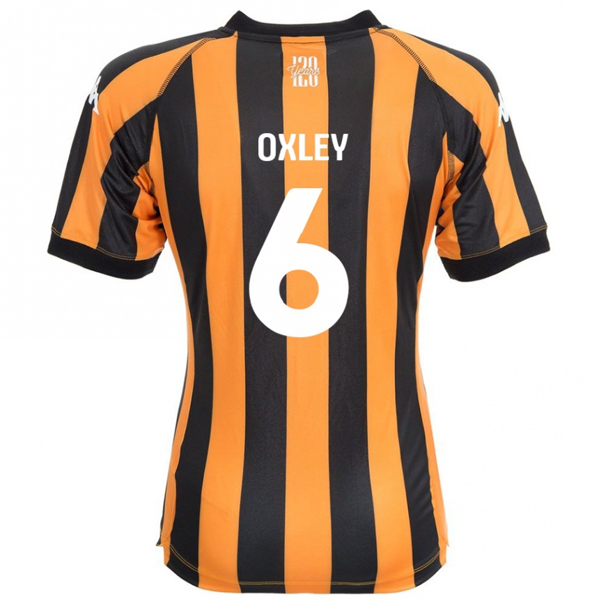 Men Football Tilly Oxley #6 Black Amber Home Jersey 2024/25 T-Shirt Nz