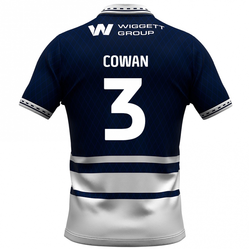 Men Football Leanne Cowan #3 Navy Blue White Home Jersey 2024/25 T-Shirt Nz