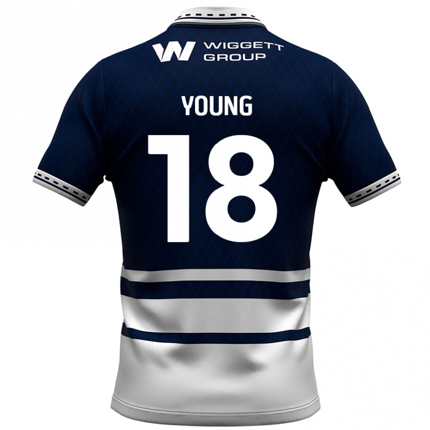 Men Football Michelle Young #18 Navy Blue White Home Jersey 2024/25 T-Shirt Nz