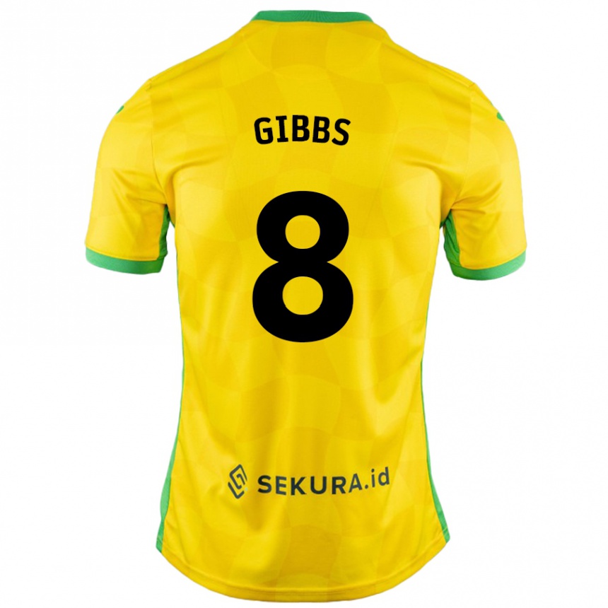 Men Football Liam Gibbs #8 Yellow Green Home Jersey 2024/25 T-Shirt Nz