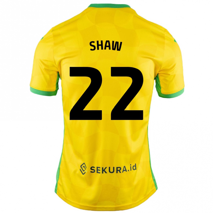 Men Football Shannon Shaw #22 Yellow Green Home Jersey 2024/25 T-Shirt Nz