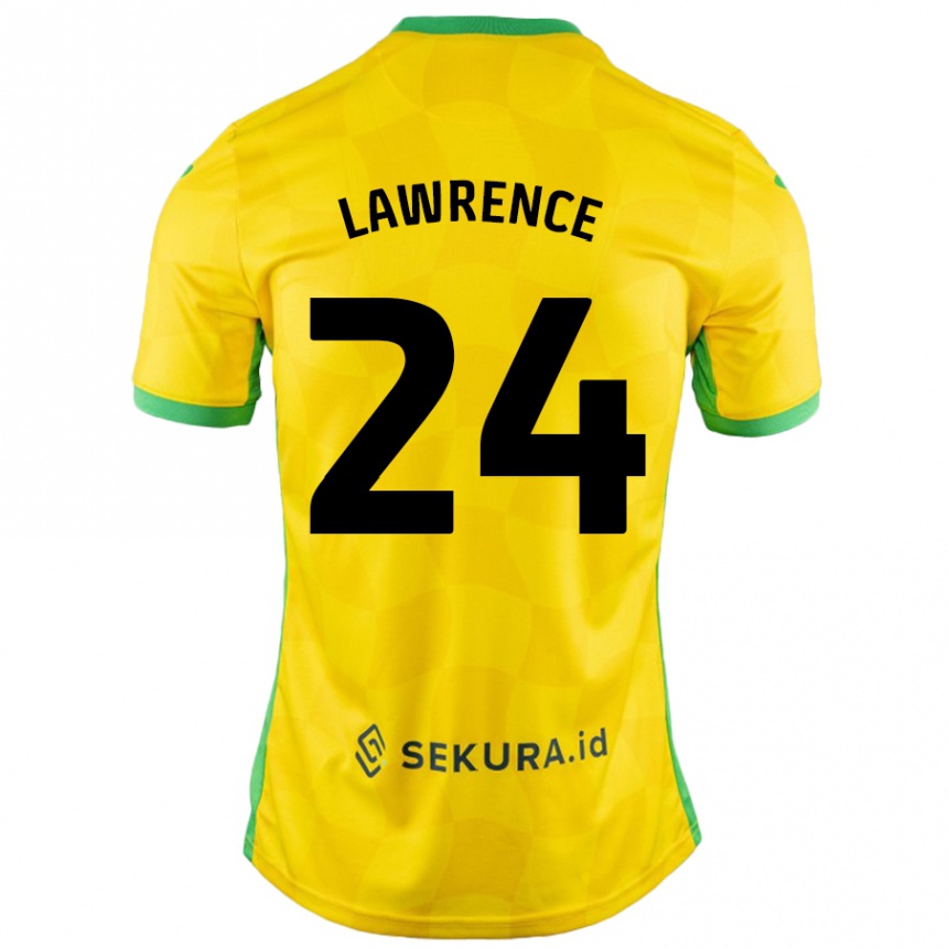 Men Football Rachel Lawrence #24 Yellow Green Home Jersey 2024/25 T-Shirt Nz