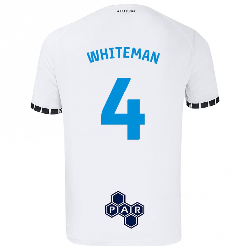 Men Football Ben Whiteman #4 White Home Jersey 2024/25 T-Shirt Nz