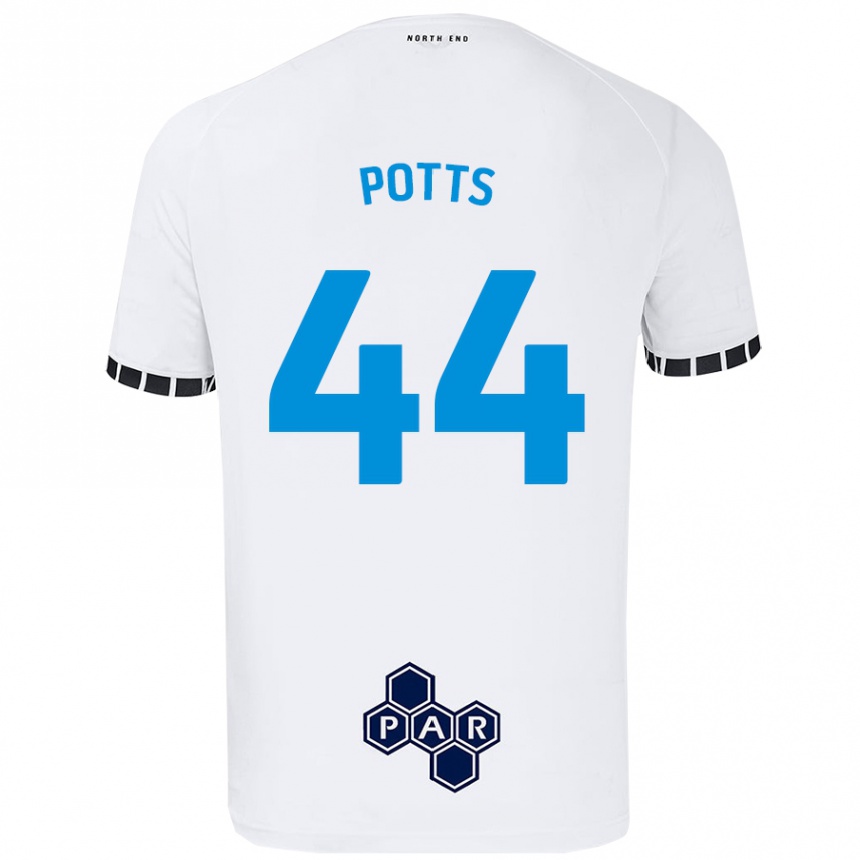 Men Football Brad Potts #44 White Home Jersey 2024/25 T-Shirt Nz