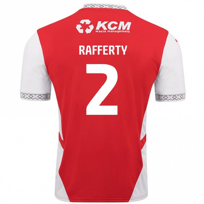 Men Football Joe Rafferty #2 Red White Home Jersey 2024/25 T-Shirt Nz