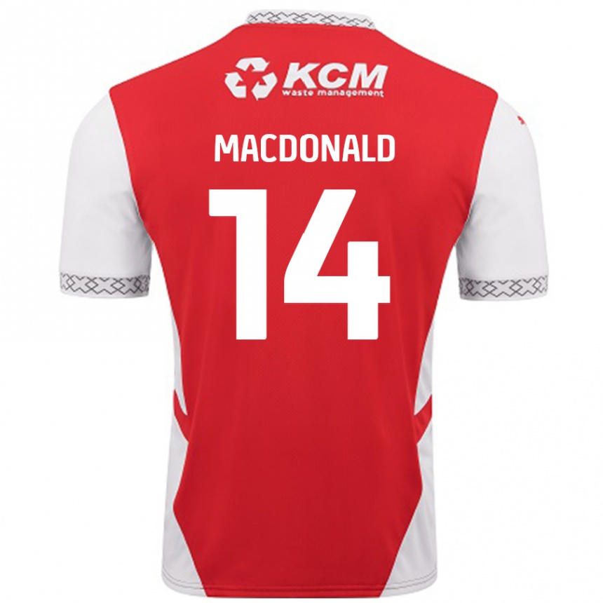 Men Football Alex Macdonald #14 Red White Home Jersey 2024/25 T-Shirt Nz