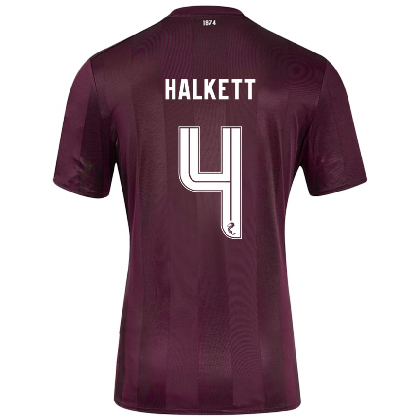 Men Football Craig Halkett #4 Burgundy Home Jersey 2024/25 T-Shirt Nz