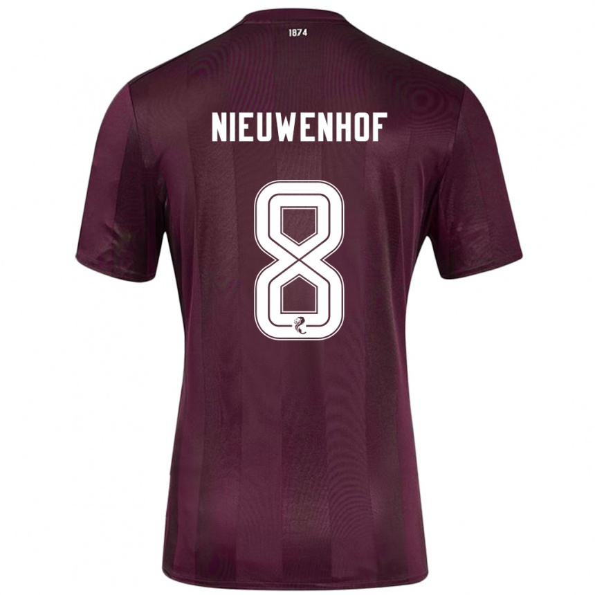 Men Football Calem Nieuwenhof #8 Burgundy Home Jersey 2024/25 T-Shirt Nz