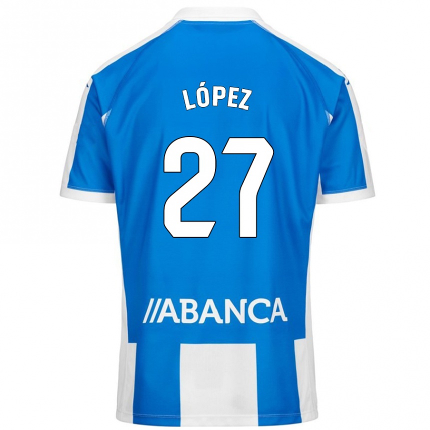 Men Football Rubén López #27 Blue White Home Jersey 2024/25 T-Shirt Nz