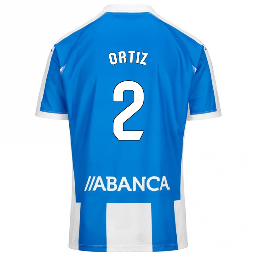 Men Football Samara Ortiz #2 Blue White Home Jersey 2024/25 T-Shirt Nz