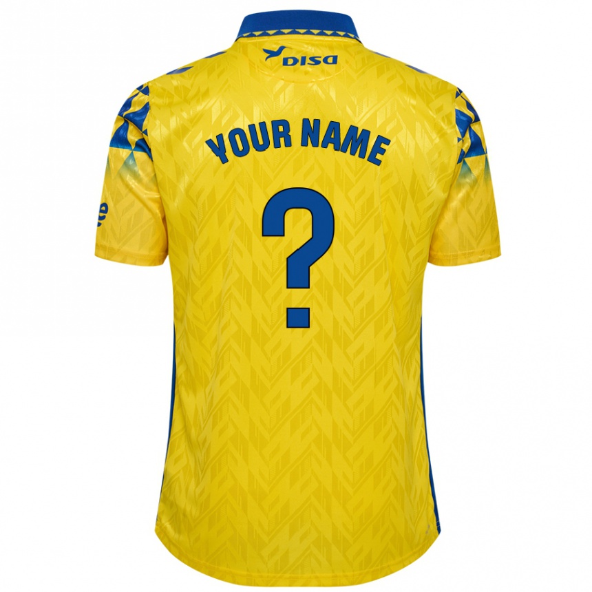 Men Football Your Name #0 Yellow Blue Home Jersey 2024/25 T-Shirt Nz