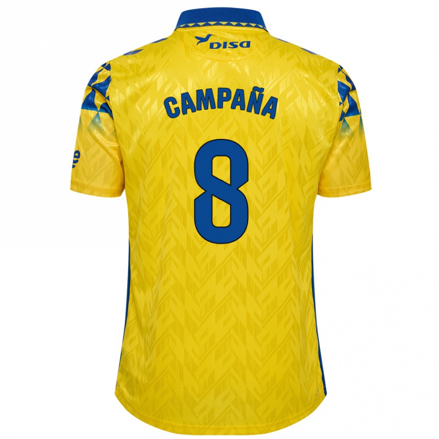 Men Football José Campaña #8 Yellow Blue Home Jersey 2024/25 T-Shirt Nz