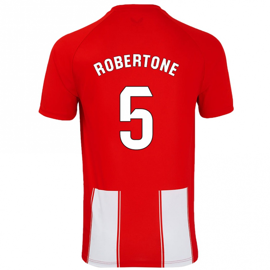 Men Football Lucas Robertone #5 Red White Home Jersey 2024/25 T-Shirt Nz