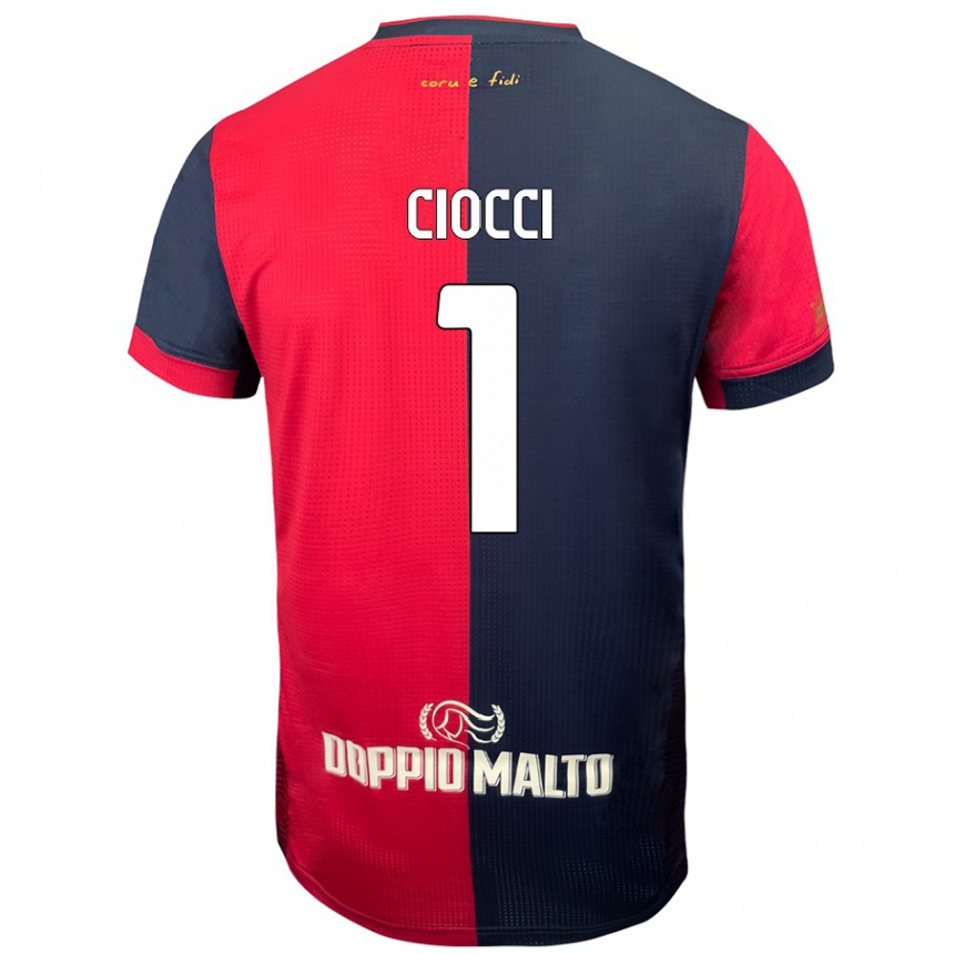 Men Football Giuseppe Ciocci #1 Red Darker Blue Home Jersey 2024/25 T-Shirt Nz