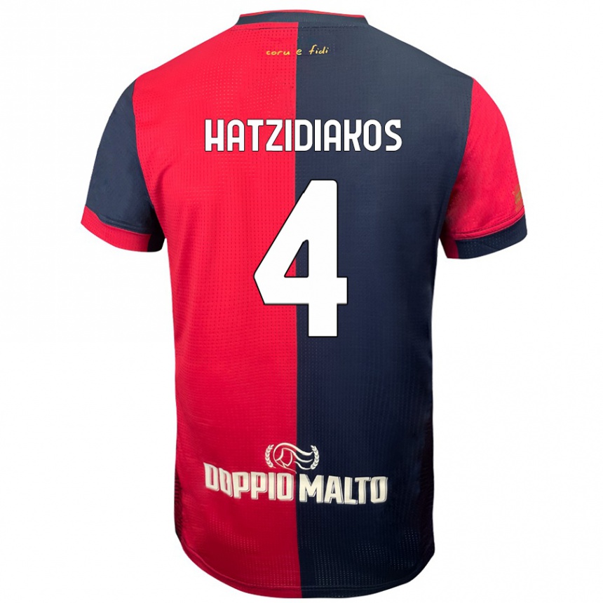 Men Football Pantelis Hatzidiakos #4 Red Darker Blue Home Jersey 2024/25 T-Shirt Nz