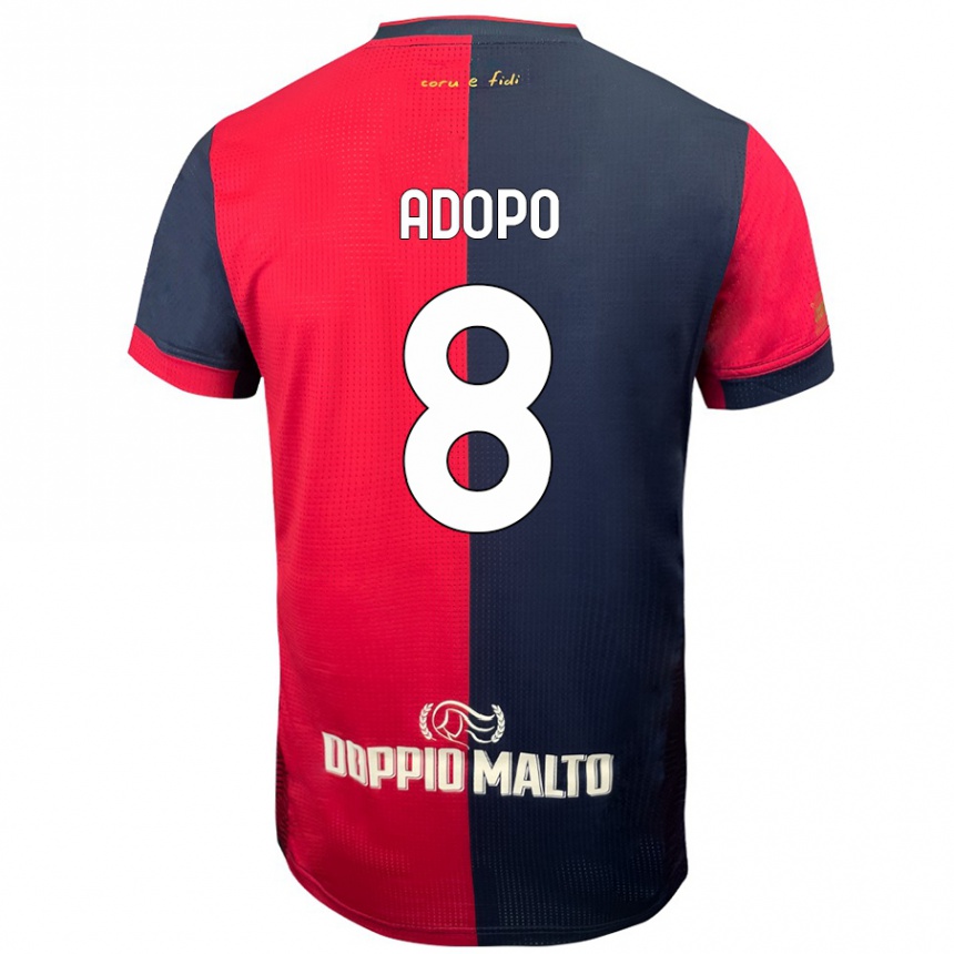 Men Football Michel Adopo #8 Red Darker Blue Home Jersey 2024/25 T-Shirt Nz