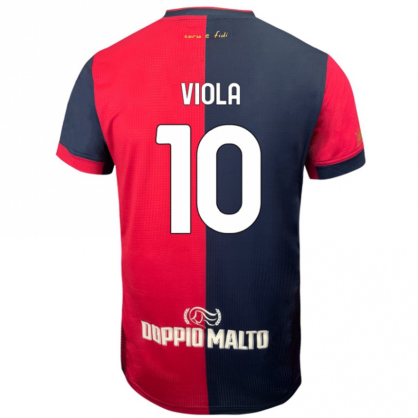 Men Football Nicolas Viola #10 Red Darker Blue Home Jersey 2024/25 T-Shirt Nz