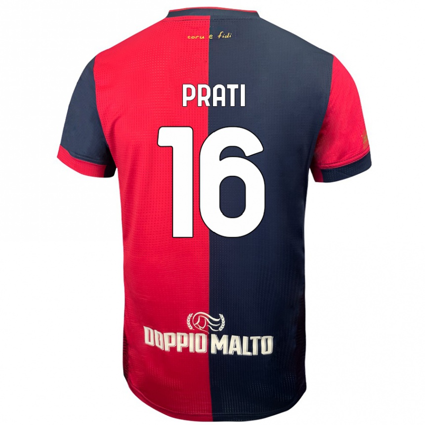 Men Football Matteo Prati #16 Red Darker Blue Home Jersey 2024/25 T-Shirt Nz