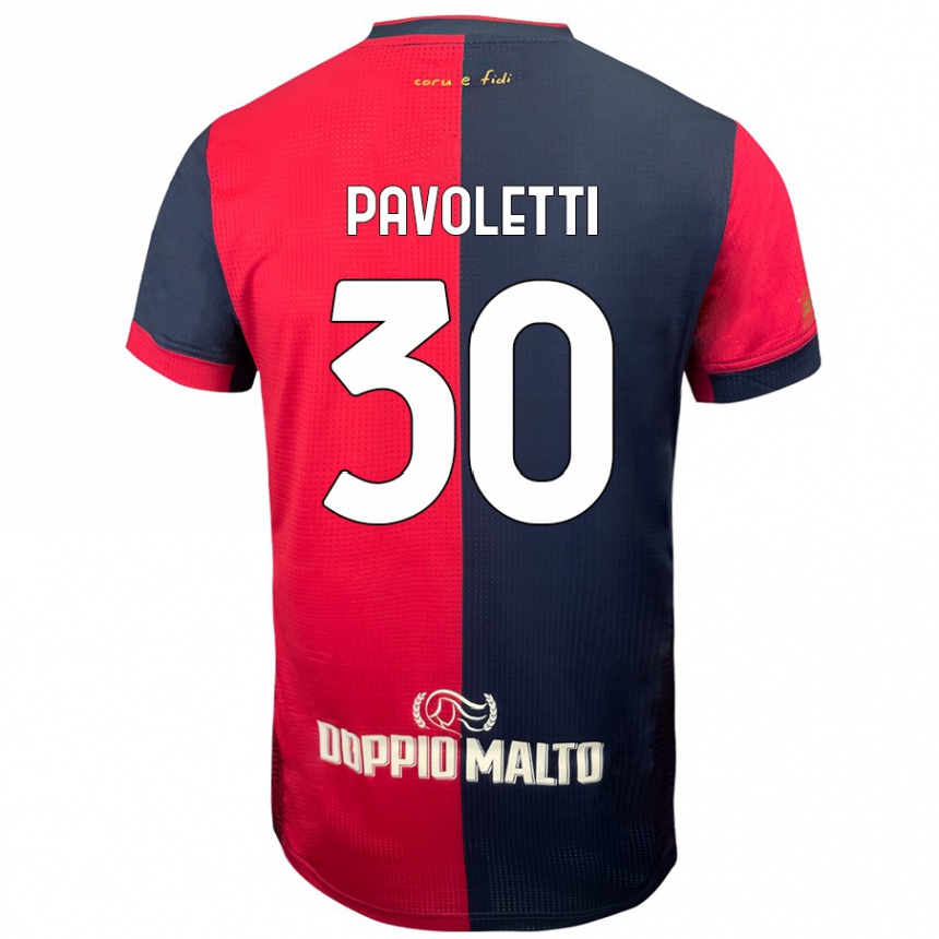 Men Football Leonardo Pavoletti #30 Red Darker Blue Home Jersey 2024/25 T-Shirt Nz