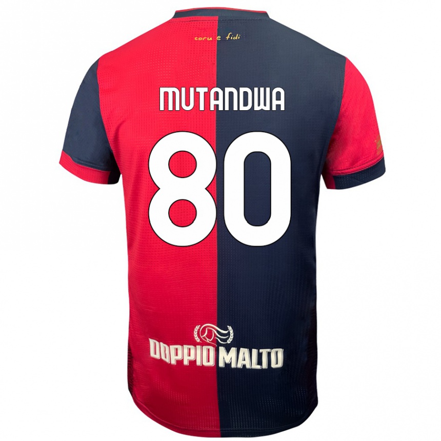 Men Football Kingstone Mutandwa #80 Red Darker Blue Home Jersey 2024/25 T-Shirt Nz