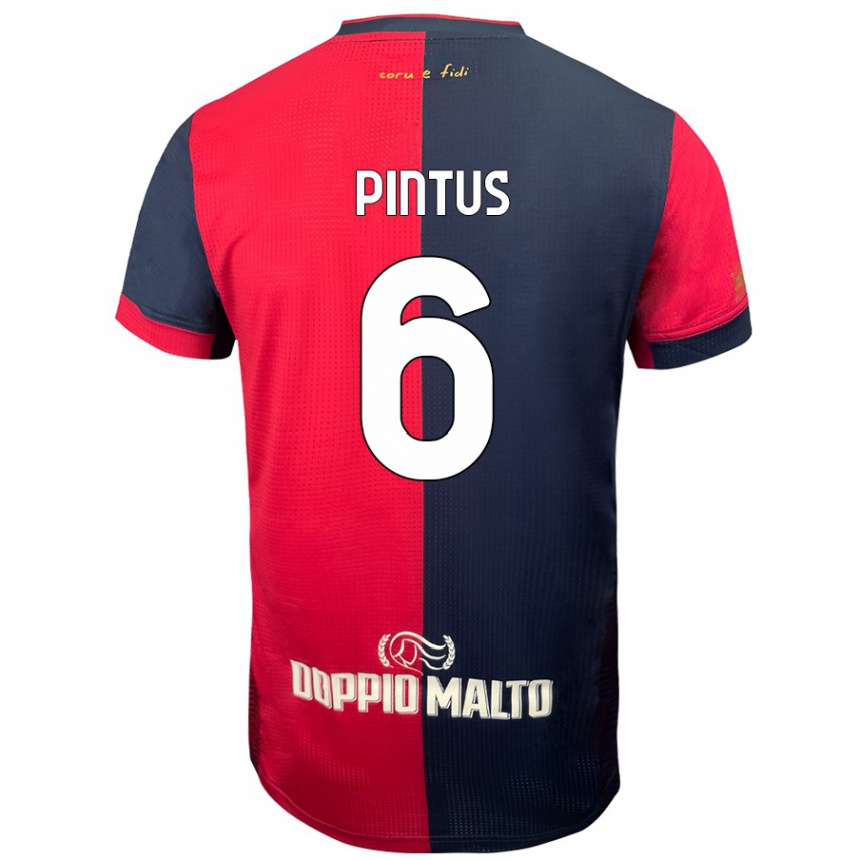 Men Football Nicola Pintus #6 Red Darker Blue Home Jersey 2024/25 T-Shirt Nz