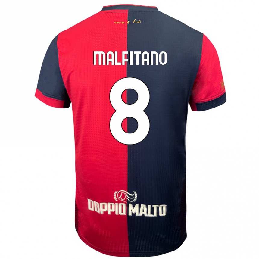 Men Football Roberto Malfitano #8 Red Darker Blue Home Jersey 2024/25 T-Shirt Nz