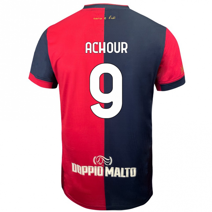 Men Football Sofiane Achour #9 Red Darker Blue Home Jersey 2024/25 T-Shirt Nz