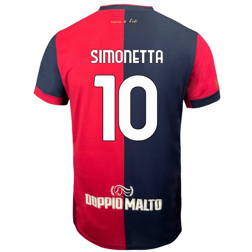 Men Football Jacopo Simonetta #10 Red Darker Blue Home Jersey 2024/25 T-Shirt Nz