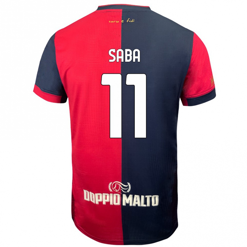 Men Football Alessio Saba #11 Red Darker Blue Home Jersey 2024/25 T-Shirt Nz