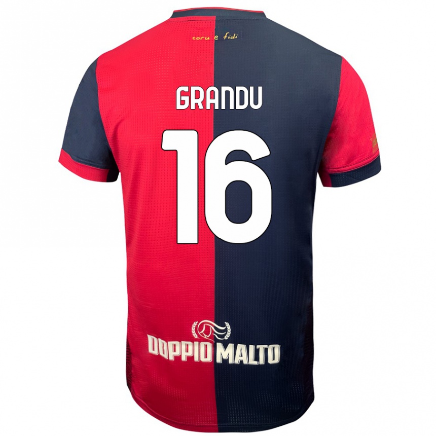 Men Football Nicola Grandu #16 Red Darker Blue Home Jersey 2024/25 T-Shirt Nz