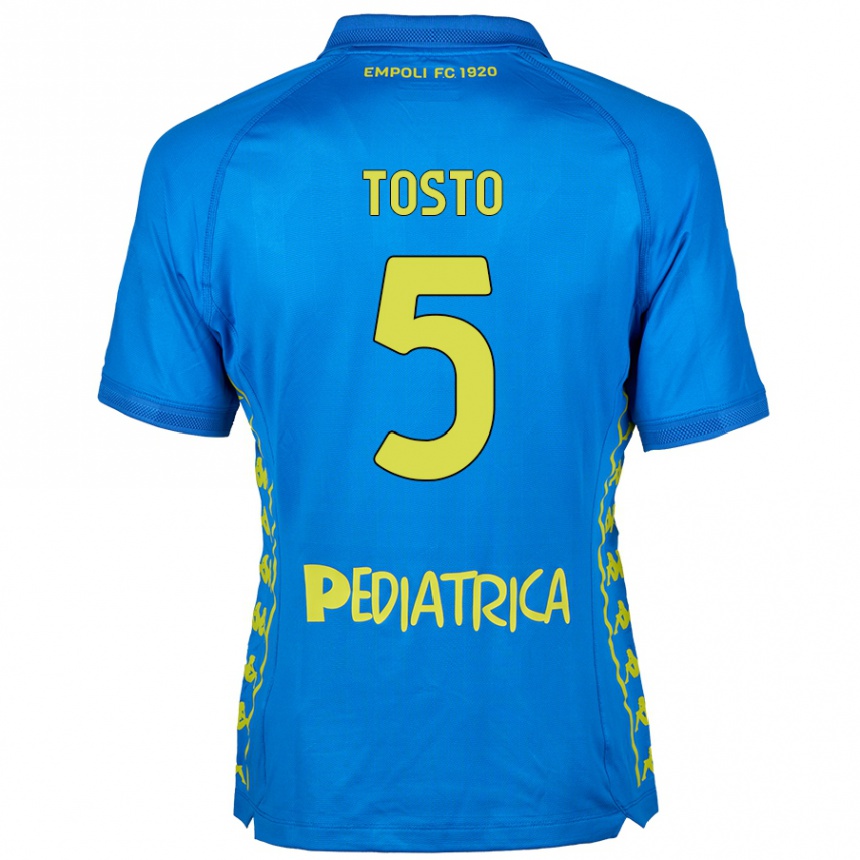 Men Football Lorenzo Tosto #5 Blue Home Jersey 2024/25 T-Shirt Nz