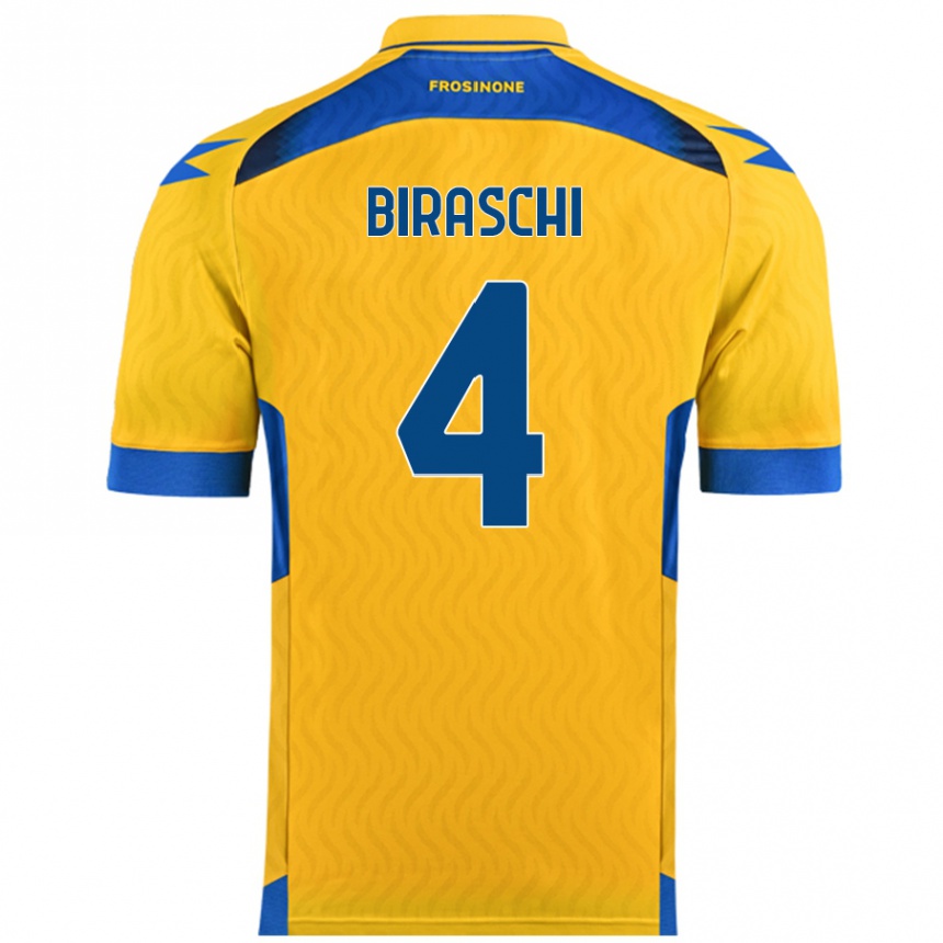 Men Football Davide Biraschi #4 Yellow Home Jersey 2024/25 T-Shirt Nz