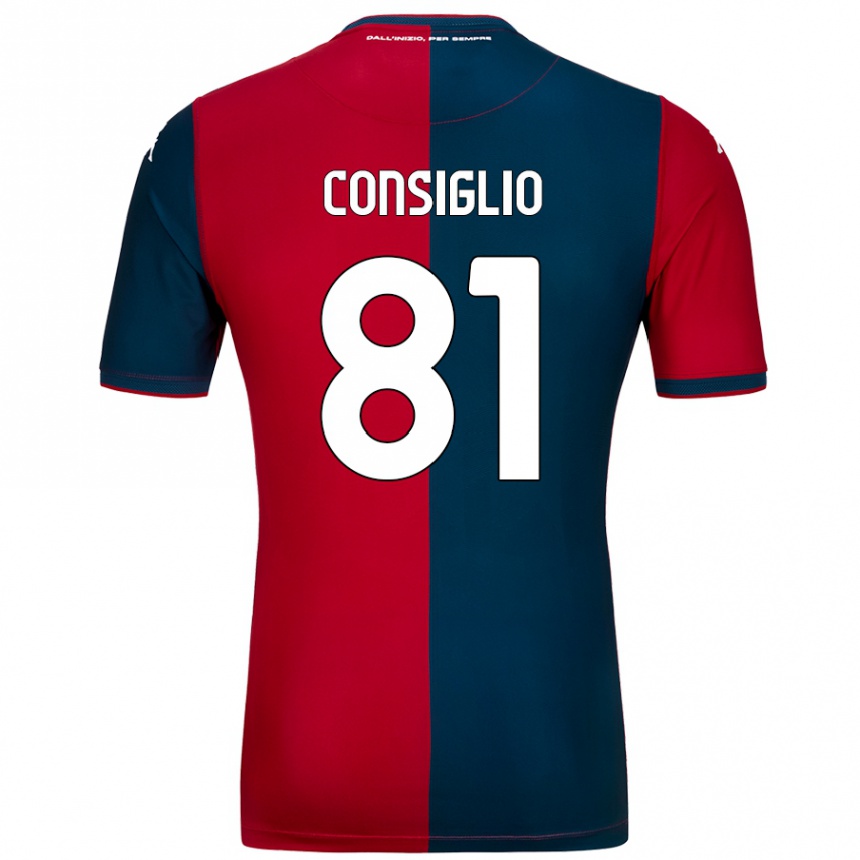 Men Football Leonardo Consiglio #81 Red Dark Blue Home Jersey 2024/25 T-Shirt Nz