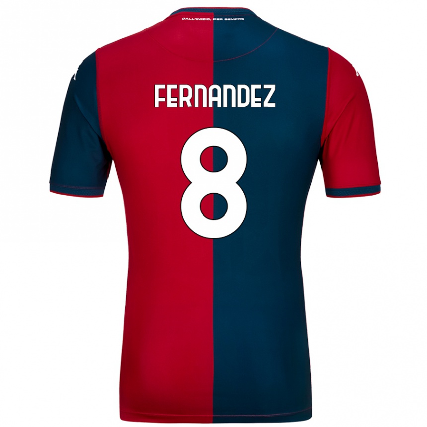 Men Football Maria Fernandez #8 Red Dark Blue Home Jersey 2024/25 T-Shirt Nz