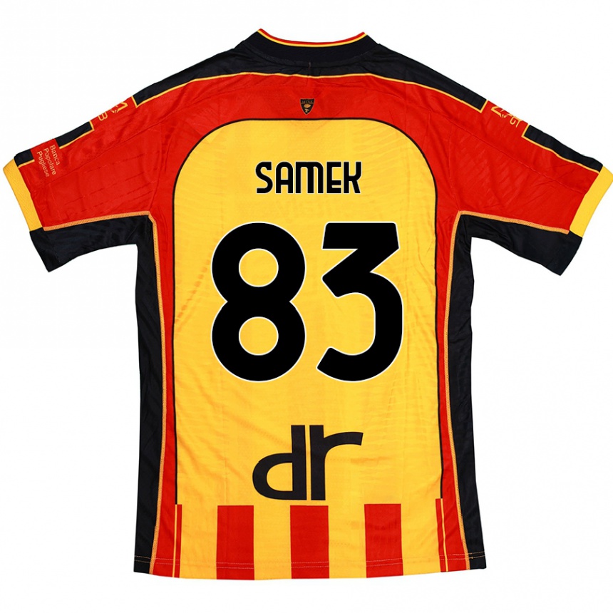 Men Football Daniel Samek #83 Yellow Red Home Jersey 2024/25 T-Shirt Nz