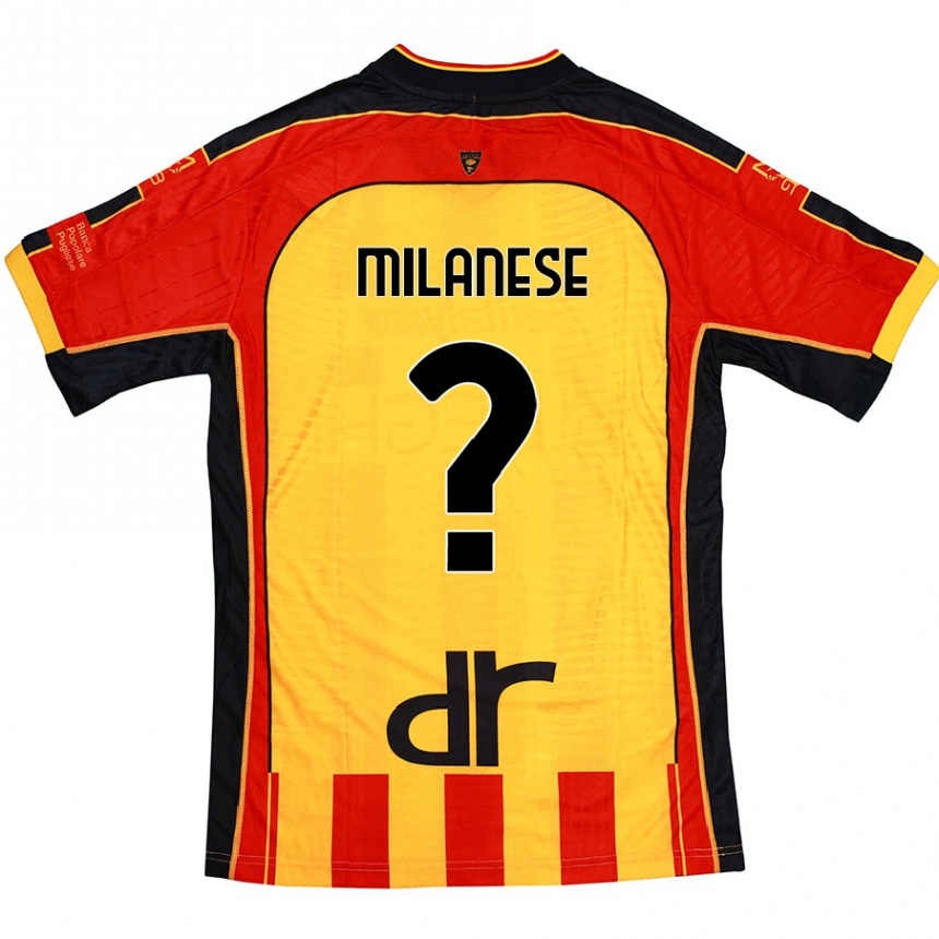 Men Football Gianmarco Milanese #0 Yellow Red Home Jersey 2024/25 T-Shirt Nz