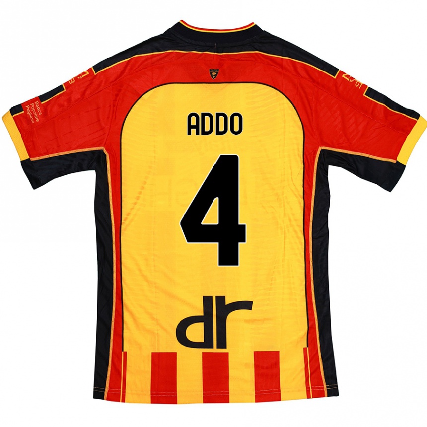 Men Football Vernon Addo #4 Yellow Red Home Jersey 2024/25 T-Shirt Nz