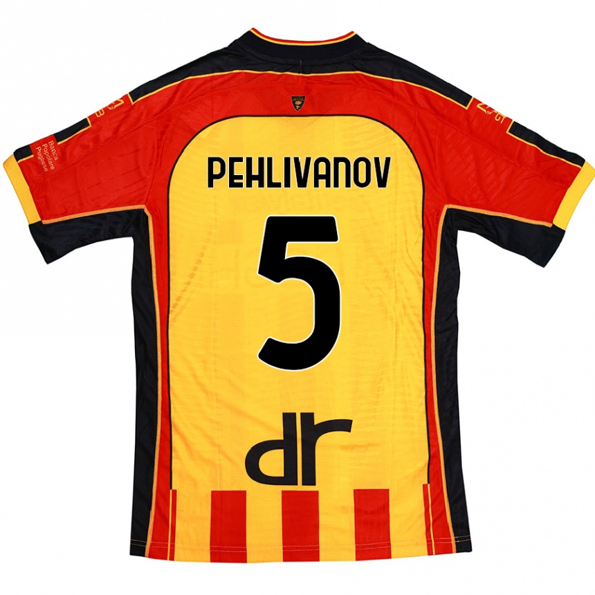 Men Football Cristian Pehlivanov #5 Yellow Red Home Jersey 2024/25 T-Shirt Nz