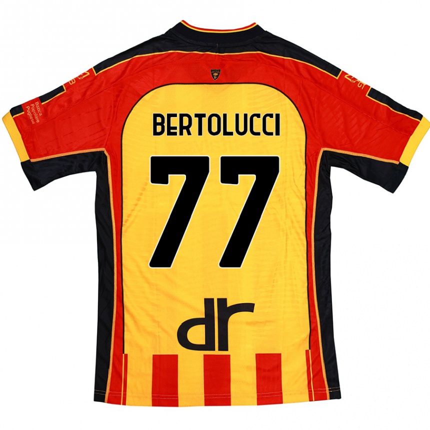 Men Football Sandro Bertolucci #77 Yellow Red Home Jersey 2024/25 T-Shirt Nz