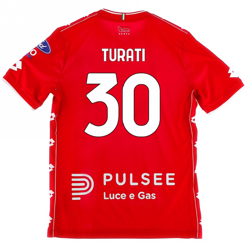 Men Football Stefano Turati #30 Red White Home Jersey 2024/25 T-Shirt Nz