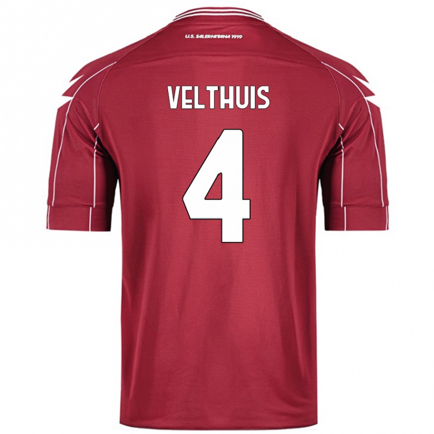 Men Football Tijs Velthuis #4 Burgundy Home Jersey 2024/25 T-Shirt Nz