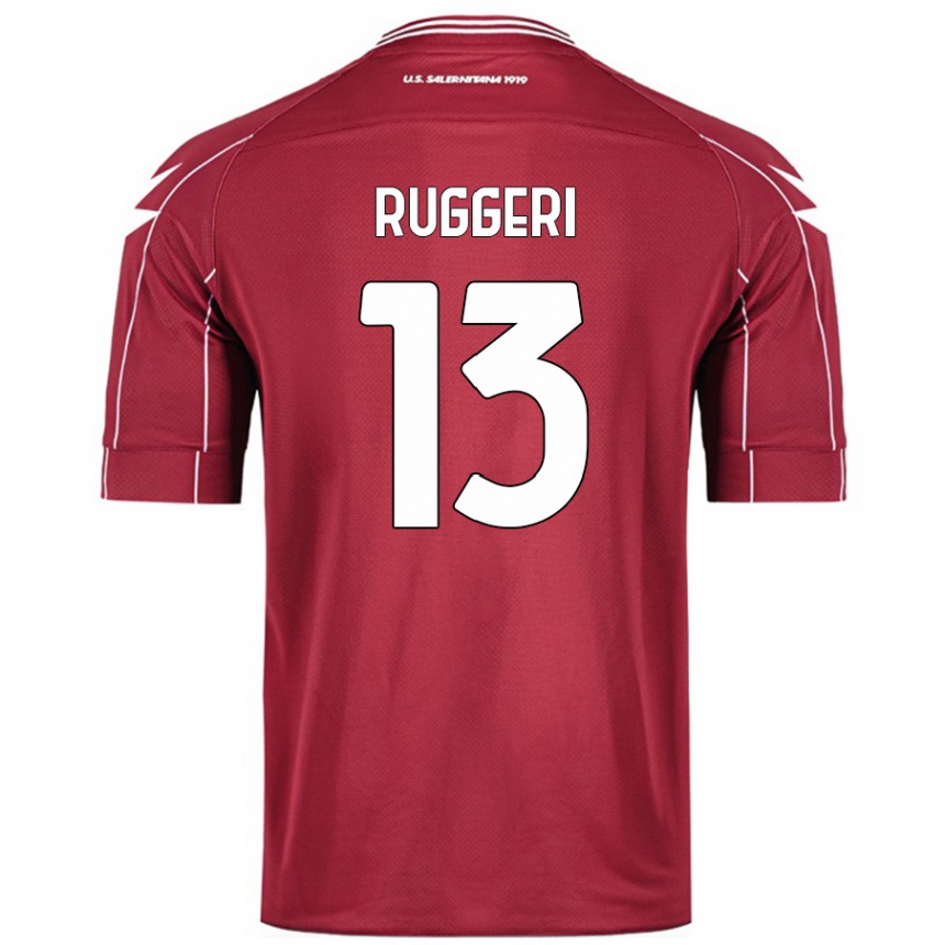 Men Football Fabio Ruggeri #13 Burgundy Home Jersey 2024/25 T-Shirt Nz