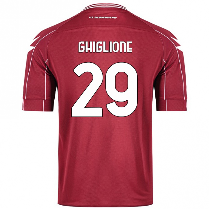 Men Football Paolo Ghiglione #29 Burgundy Home Jersey 2024/25 T-Shirt Nz