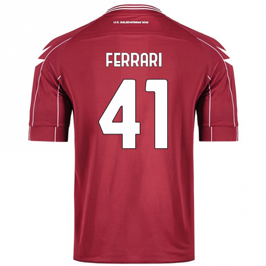 Men Football Tommaso Ferrari #41 Burgundy Home Jersey 2024/25 T-Shirt Nz