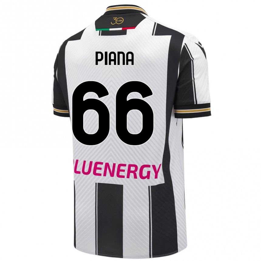 Men Football Edoardo Piana #66 White Black Home Jersey 2024/25 T-Shirt Nz