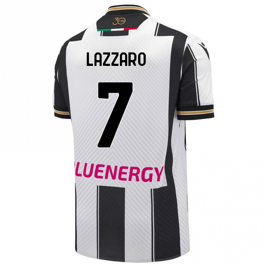 Men Football Davide Lazzaro #7 White Black Home Jersey 2024/25 T-Shirt Nz